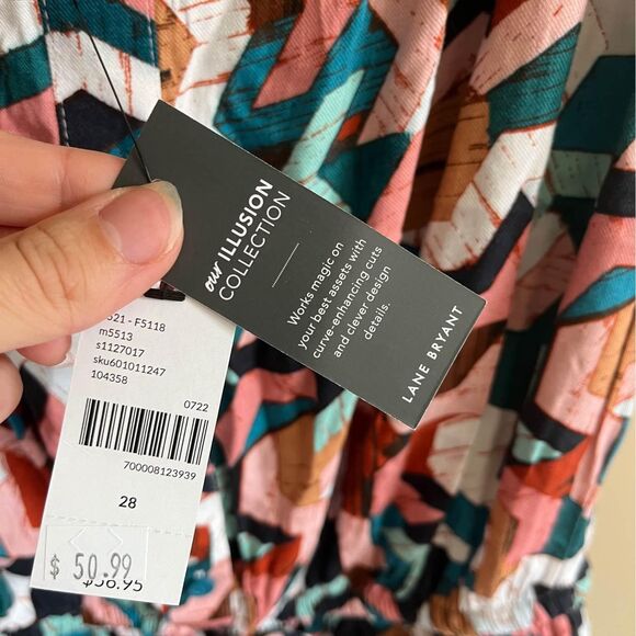 Plus Size NWT Lane Bryant Geometric Print Peplum Tank Top Size 28 - Picture 5 of 10